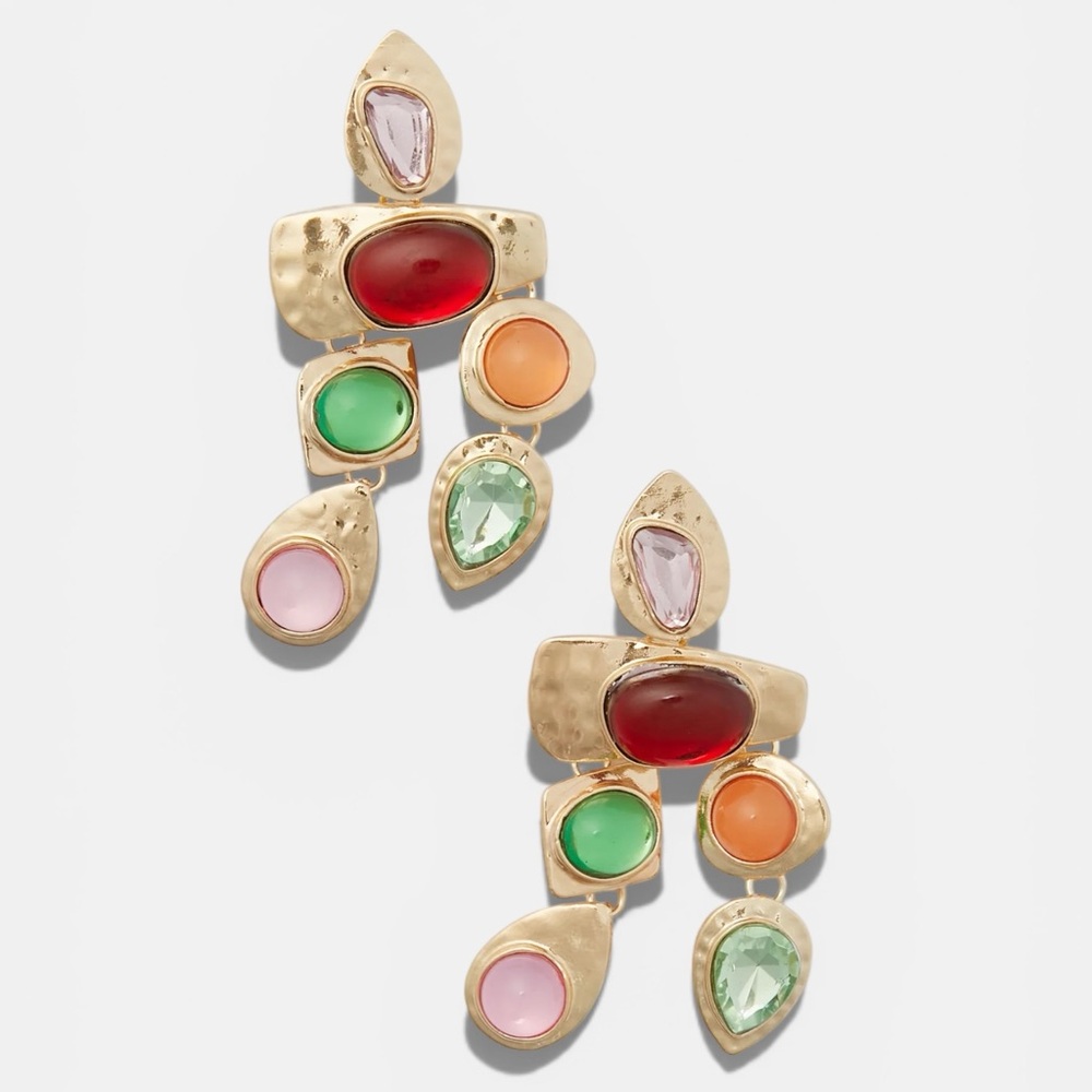 Statement Colorful Gemstone Dangle Earrings